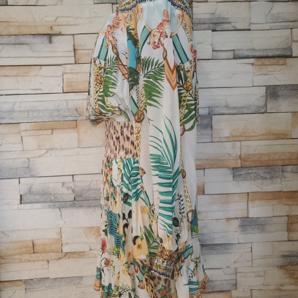 CAMILLA Silk Floral and Animal Print Off-the-Shoulder Mini Dress - Picture 2 of 14